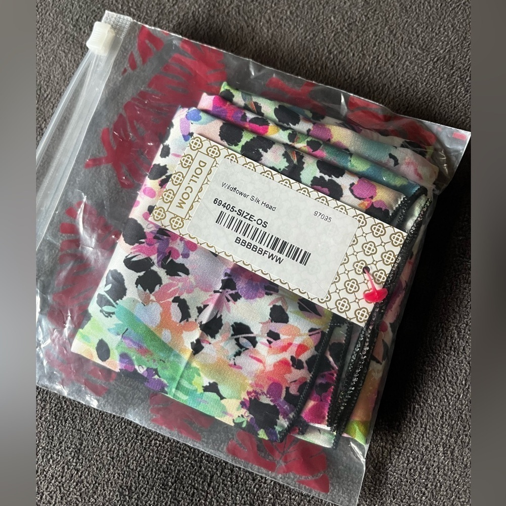 NWT DOLL Swimwear Wildflower Silk Head Scarf OS Bandana Vacation Animal Print - Picture 3 of 8